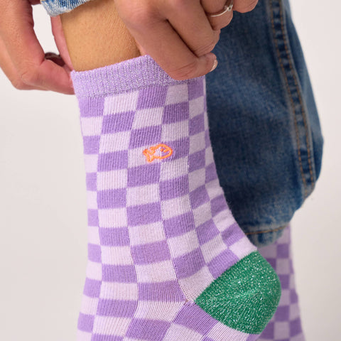 Calcetines con cuadros Lila - Billybelt