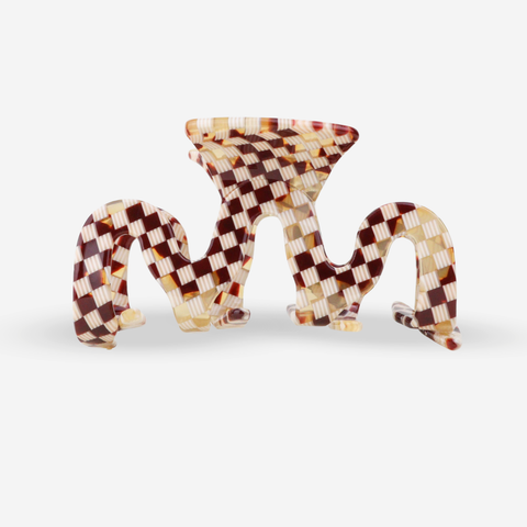 Pince à cheveux Grand Wave à motif damier