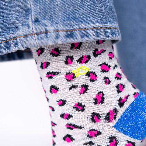 Calcetines de Leopardo azul blanco y rosa - Billybelt