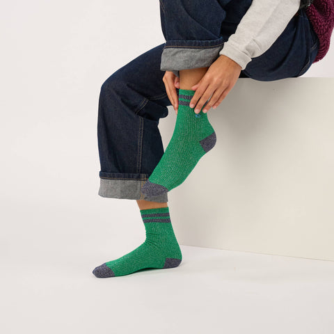 Chaussettes pailletées en coton peigné vintage - Vert