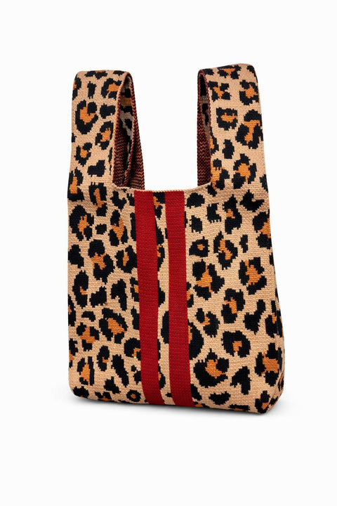 Bolso Léopard à rayures écarlates - TOKEII KNIT STUDIO