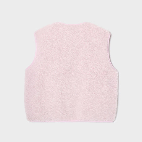 Veste sherpa femme zippée sans manches - Rose pâle