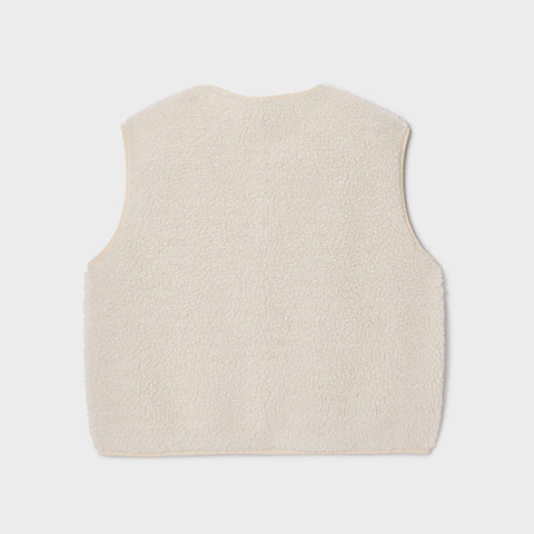 Veste sherpa femme zippée sans manches - Ivoire