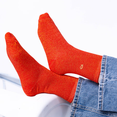 Calcetines mujer naranja con brillo - 37/40 - Billy Belt