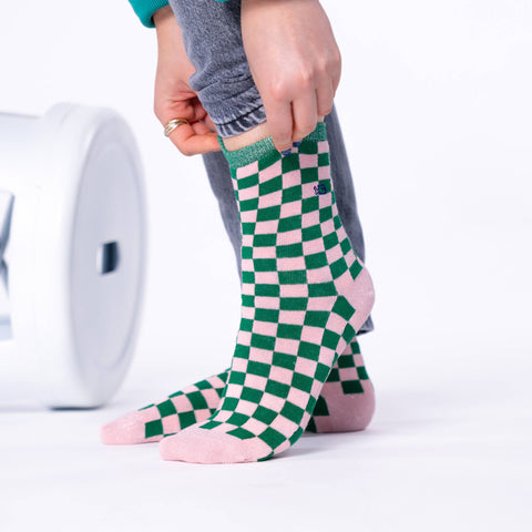 Calcetines de cuadro - Verde y rosa - Billy Belt