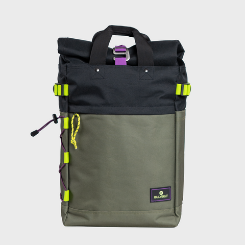 Sac à dos 100% polyester recyclé Roll-top - Kaki et noir