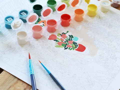 Kit creativo pintura por números Flower Market – ilustración de Zaze Art | La Petite Épicerie