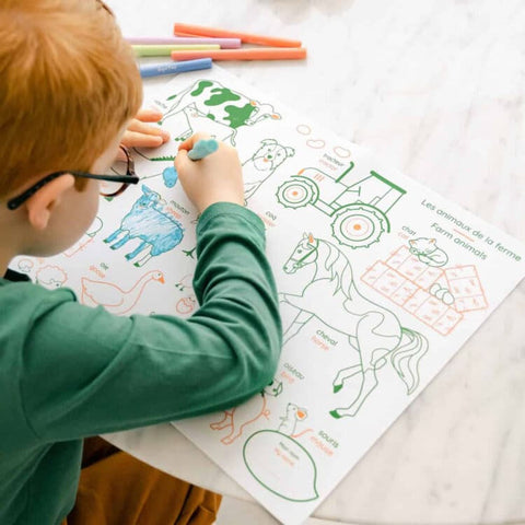 Kit de colorear reutilizable “Los animales de la granja” - Super Petit