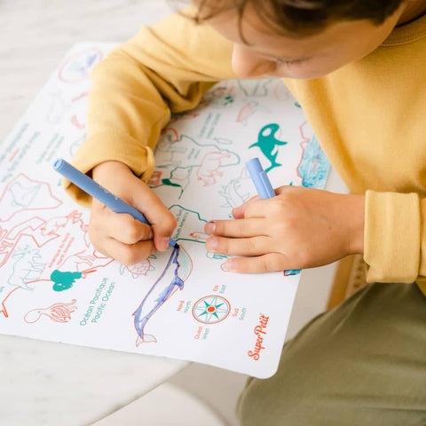 Kit de colorear reutilizable “Mi primer planisferio” - Super Petit