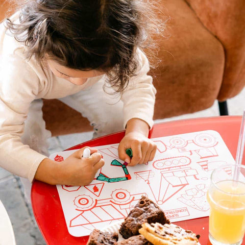 Mini playmat de colorear reutilizable “Construction” - Super Petit