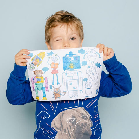 Mini playmat de colorear reutilizable “Robot” - Super Petit
