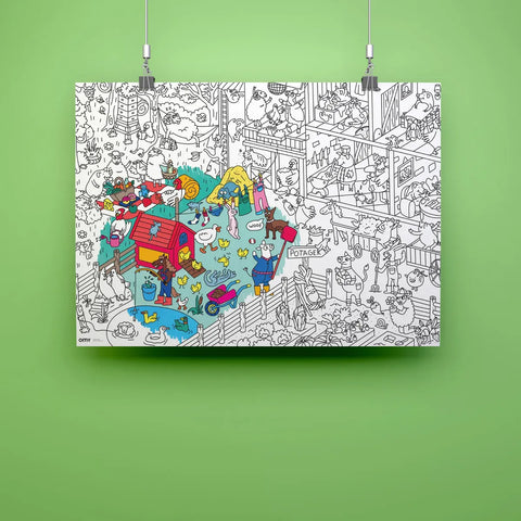 Poster XL “Crazy Farm” para colorear – OMY