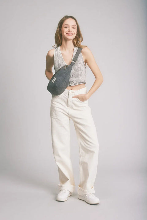 Riñonera Sasha Denim gris - Hindbag