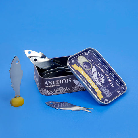 Set de 6 Tenedores de aperitivo Anchoas  en lata metálica – set original | Balvi