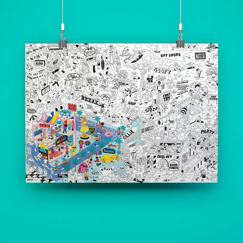 Poster XL “Surf & Skate” para colorear – OMY
