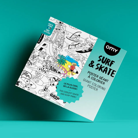 Poster XL “Surf & Skate” para colorear – OMY